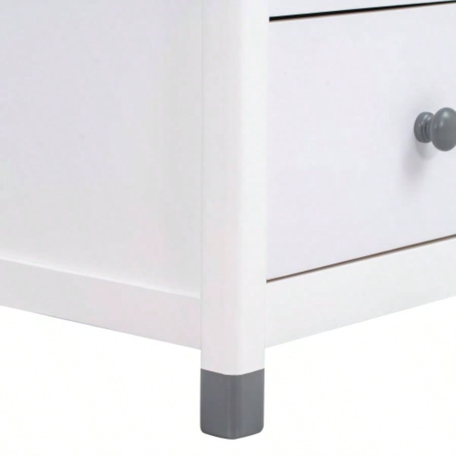 Wooden Nightstand with Two Drawers Kids, End Table Bedroom, White+GrayOld SKU: WF297965AAK