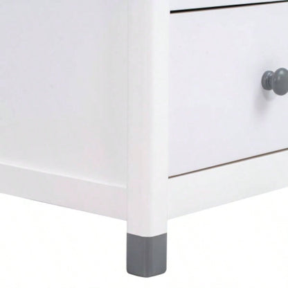 Wooden Nightstand with Two Drawers Kids, End Table Bedroom, White+GrayOld SKU: WF297965AAK