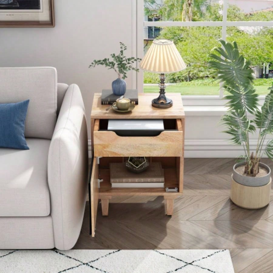 Natural Wood Nightstand