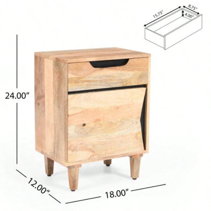 Natural Wood Nightstand