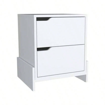 Nightstand with 2 - Drawers, End Table with Sturdy Base, White