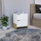 Nightstand with 2 - Drawers, End Table with Sturdy Base, White