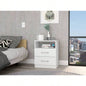 Nightstand 20H, Two Drawers, Open Shelf, Superior Top, White