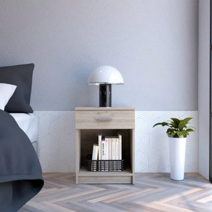 Nightstand 21H, One Drawer, Low Shelf, Superior Top, Light Gray