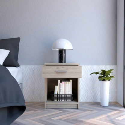 Nightstand 21H, One Drawer, Low Shelf, Superior Top, Light Gray