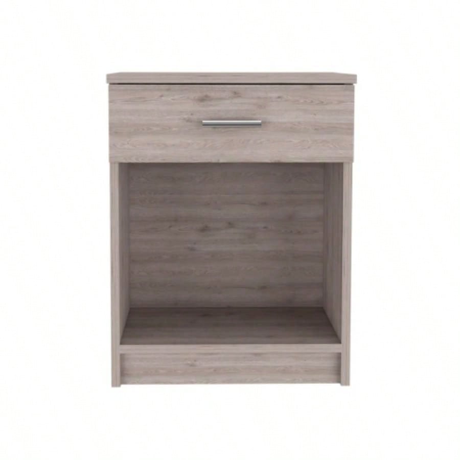 Nightstand 21H, One Drawer, Low Shelf, Superior Top, Light Gray