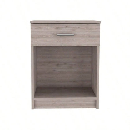 Nightstand 21H, One Drawer, Low Shelf, Superior Top, Light Gray