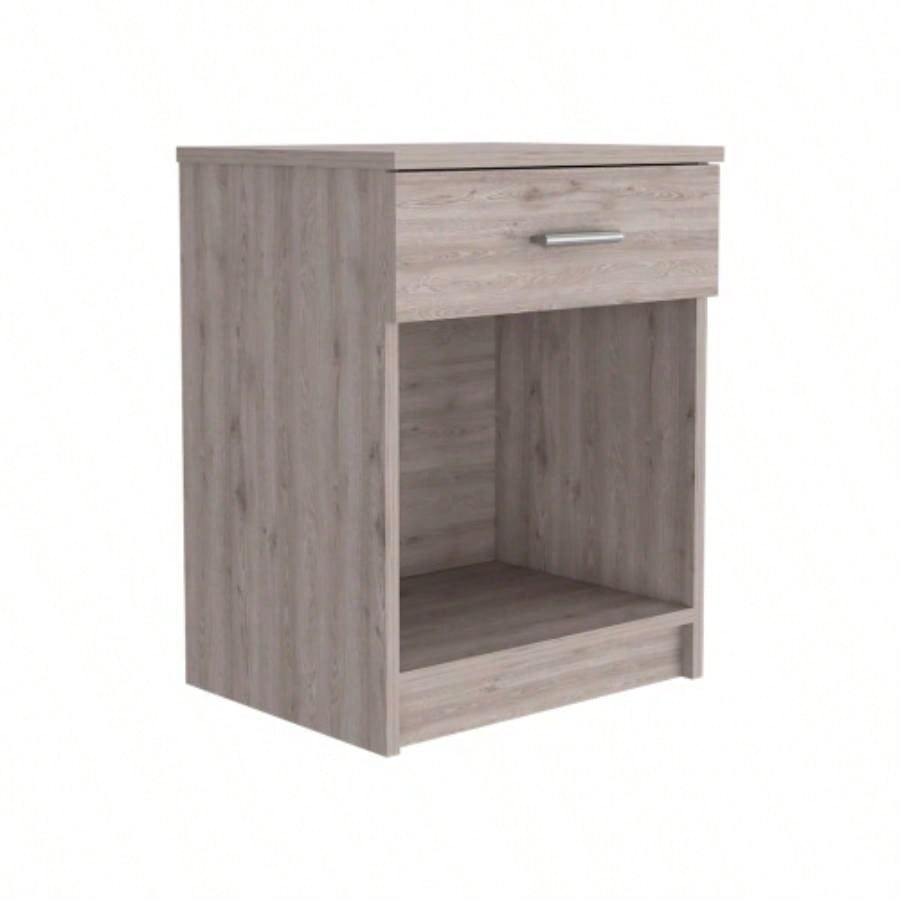 Nightstand 21H, One Drawer, Low Shelf, Superior Top, Light Gray