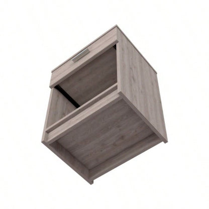 Nightstand 21H, One Drawer, Low Shelf, Superior Top, Light Gray