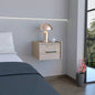 Floating Nightstand, Space - Saving Design with Handy Drawer and Surface, Light Gray
