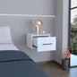 Floating Nightstand, Space - Saving Design with Handy Drawer and Surface, Light Gray
