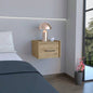 Floating Nightstand, Space - Saving Design with Handy Drawer and Surface, Light Gray