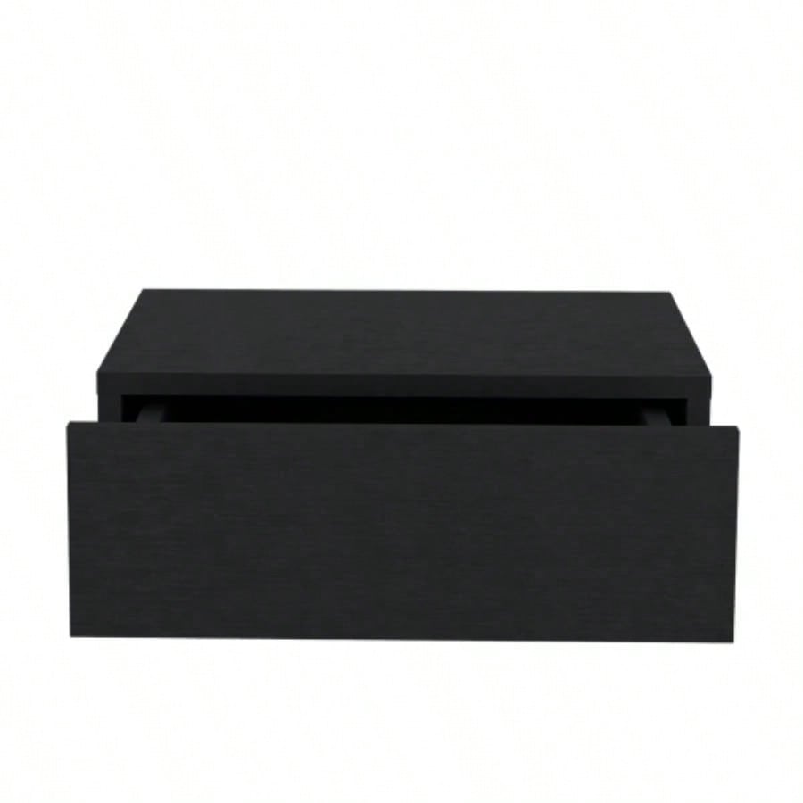 Floating Nightstand 5H, Modern Wall - Mounted Bedside Shelf with Drawer, Black