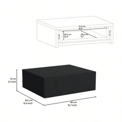 Floating Nightstand 5H, Modern Wall - Mounted Bedside Shelf with Drawer, Black