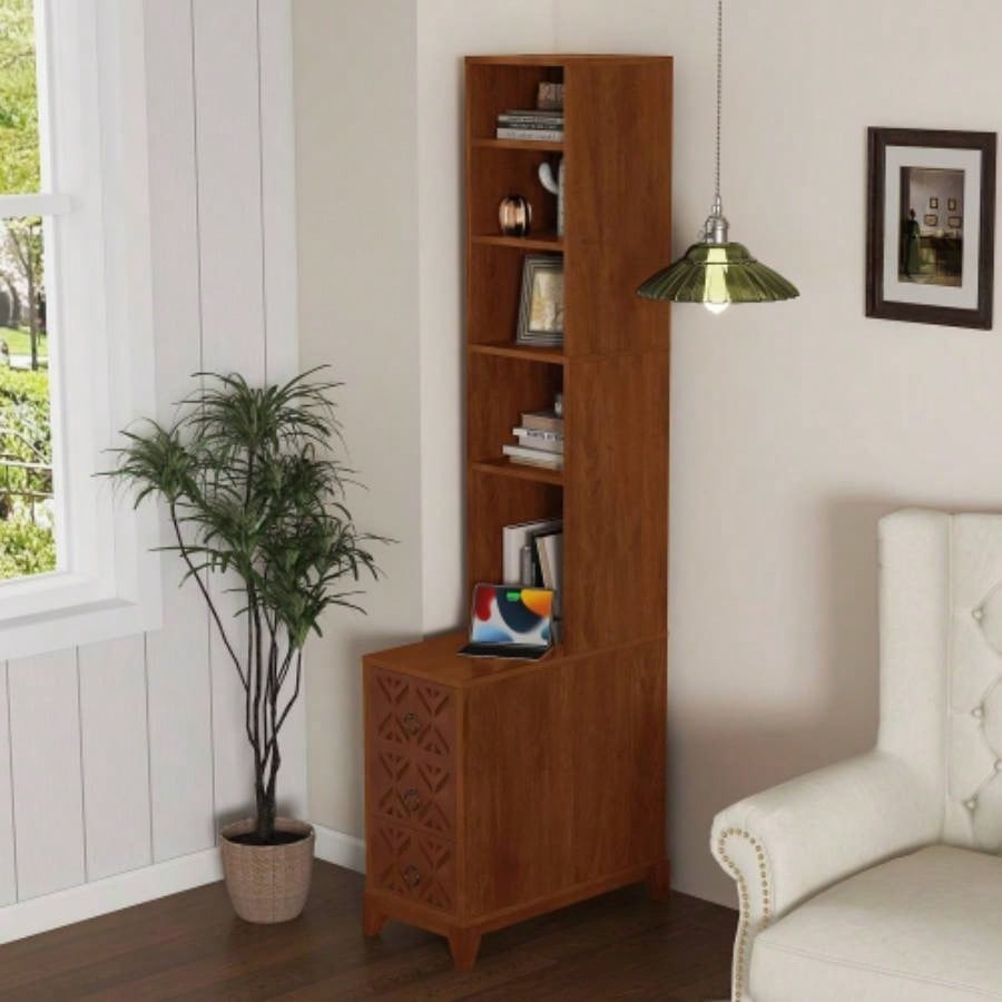 End Table with 3 Drawers, Corner Table with 4 Open Shelves, Tall Side Table Bedroom and Corner, Expect Arrival Date 2025/5/27