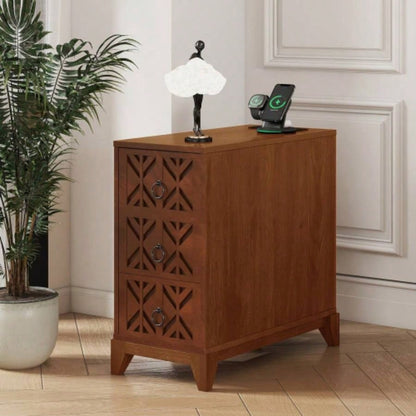 End Table with 3 Drawers, Corner Table with 4 Open Shelves, Tall Side Table Bedroom and Corner, Expect Arrival Date 2025/5/27