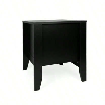 Modern Nightstand with Drawer, Bedside Tables, Mid Nightstands with Open Storage Shelf, Wood Bedside Table, Small Night Stands Bedrooms, 2 - Tier Night Table