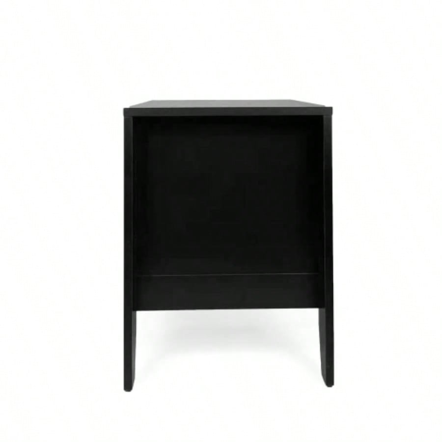 Modern Nightstand with Drawer, Bedside Tables, Mid Nightstands with Open Storage Shelf, Wood Bedside Table, Small Night Stands Bedrooms, 2 - Tier Night Table