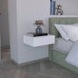 Floating Nightstand 5H, Modern Wall - Mounted Bedside Shelf with Drawer, White