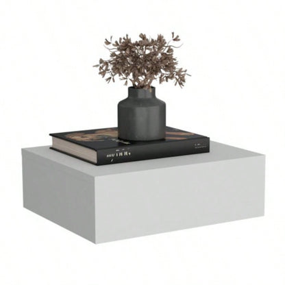 Floating Nightstand 5H, Modern Wall - Mounted Bedside Shelf with Drawer, White