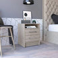 Nightstand 20H, Two Drawers, Superior Top, Metal Handles, Light Gray