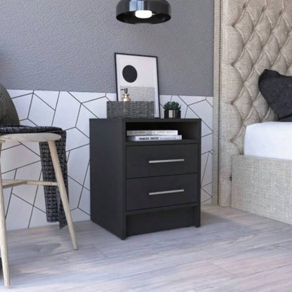 Nightstand 20H, Two Drawers, Superior Top, Metal Handles, Light Gray