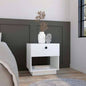 Single Drawer Nightstand 19H with Open Storage Shelf, White