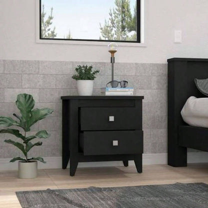 Nightstand 24H, Two Drawers, Four, Superior Top, Black