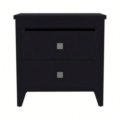 Nightstand 24H, Two Drawers, Four, Superior Top, Black