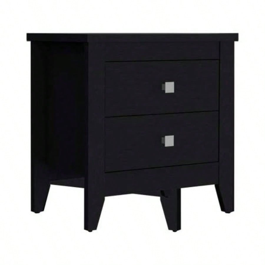 Nightstand 24H, Two Drawers, Four, Superior Top, Black