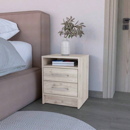 Nightstand Cartiz, Two Drawers, Light Gray