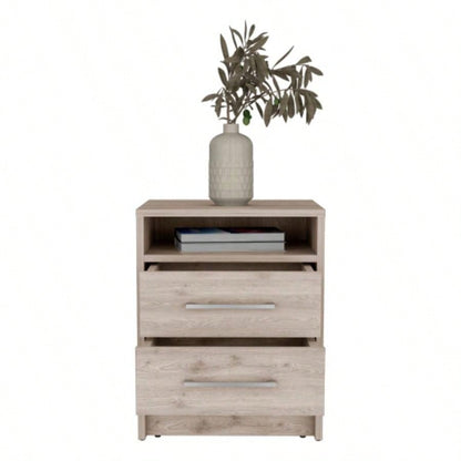 Nightstand Cartiz, Two Drawers, Light Gray