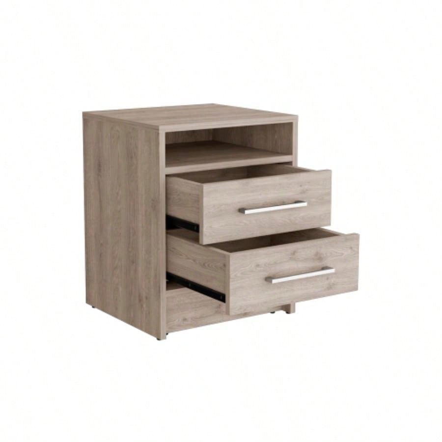 Nightstand Cartiz, Two Drawers, Light Gray