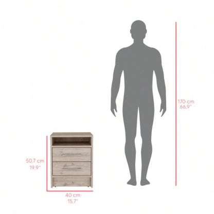 Nightstand Cartiz, Two Drawers, Light Gray