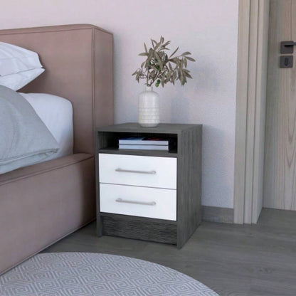 Nightstand Cartiz, Two Drawers, Light Gray