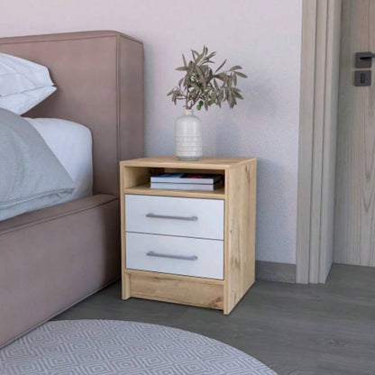 Nightstand Cartiz, Two Drawers, Light Gray