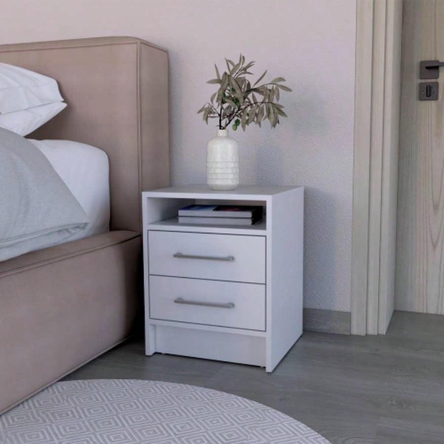 Nightstand Cartiz, Two Drawers, Light Gray