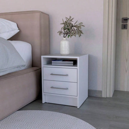 Nightstand Cartiz, Two Drawers, Light Gray