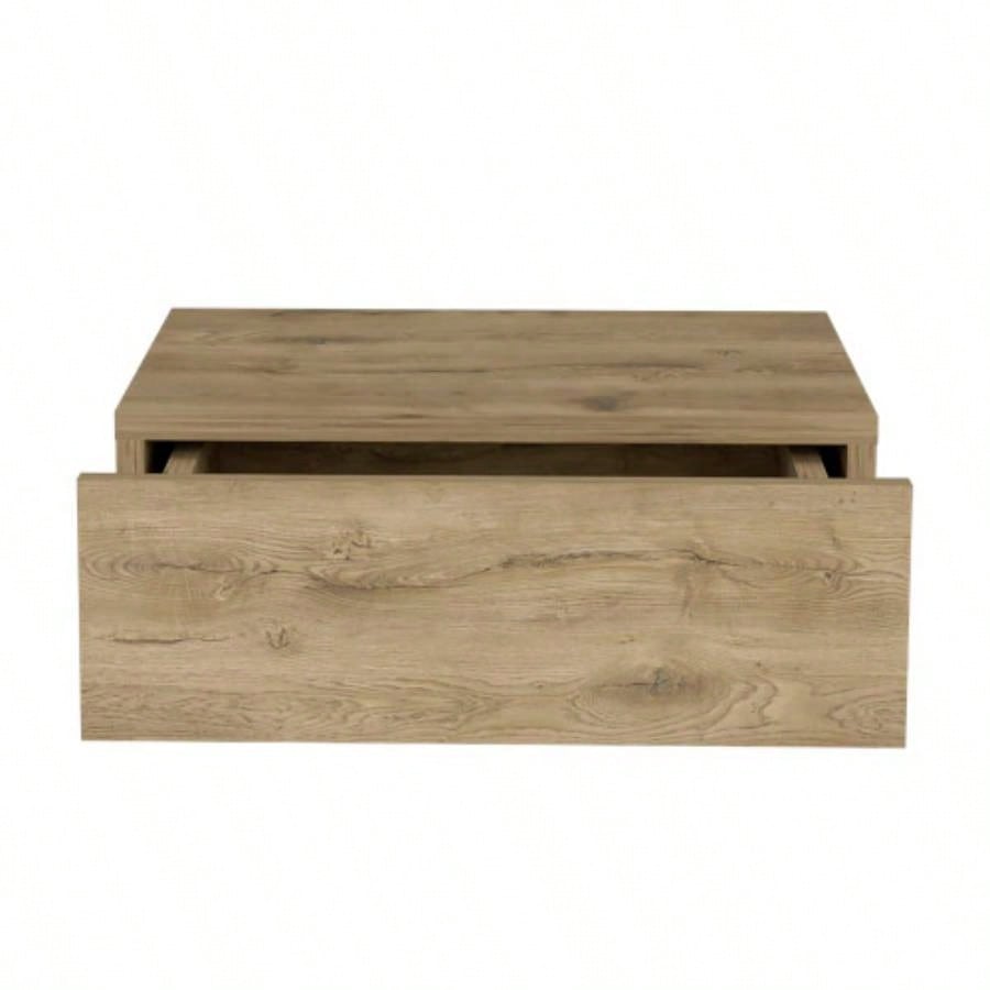 Floating Nightstand 5H, Modern Wall - Mounted Bedside Shelf with Drawer, Macadamia