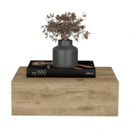 Floating Nightstand 5H, Modern Wall - Mounted Bedside Shelf with Drawer, Macadamia