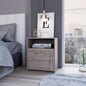 Nightstand, Single Door Cabinet, Metal Handle, One Shelf, Superior Top, Light Gray