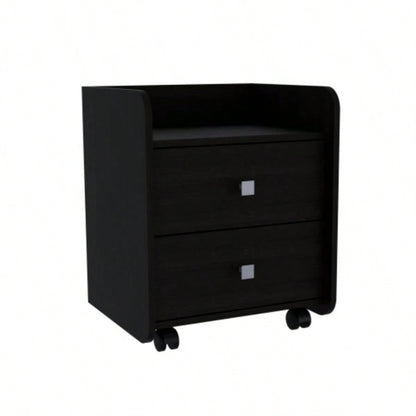Nightstand 22H, Two Drawers, Superior Top, Metal Handle, Black