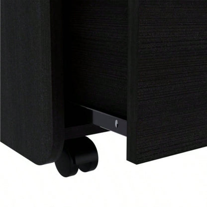Nightstand 22H, Two Drawers, Superior Top, Metal Handle, Black
