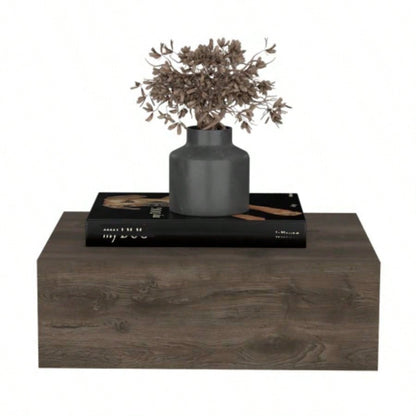 Floating Nightstand 5H, Modern Wall - Mounted Bedside Shelf with Drawer, Dark Brown
