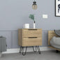 Nightstand 22 H, Four hairpin, Two Drawers, Light Oak