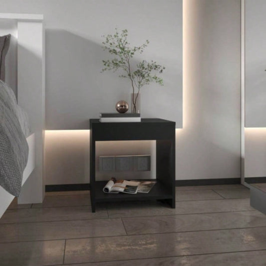 Night Table 16.5H, 1 spacious Shelf, Black