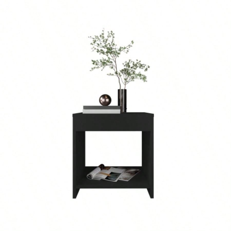 Night Table 16.5H, 1 spacious Shelf, Black