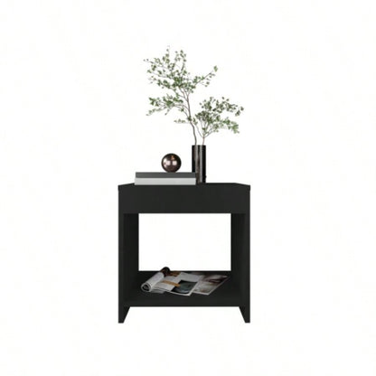 Night Table 16.5H, 1 spacious Shelf, Black