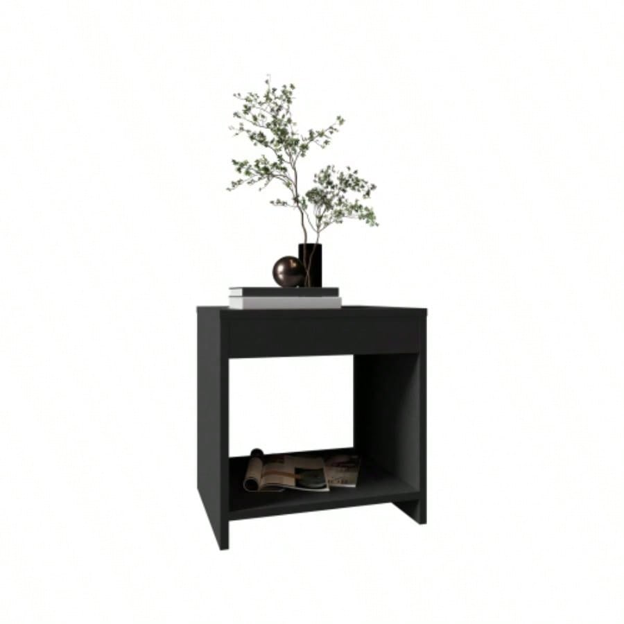 Night Table 16.5H, 1 spacious Shelf, Black