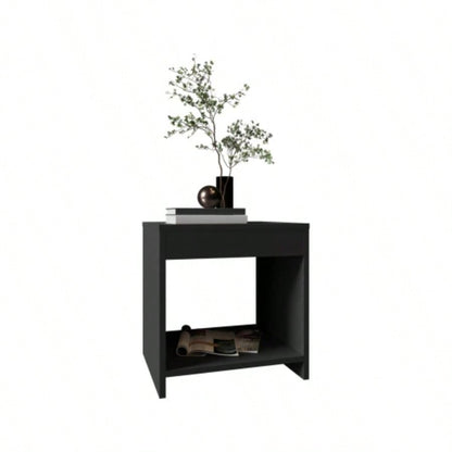Night Table 16.5H, 1 spacious Shelf, Black